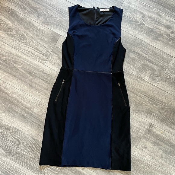 41 Hawthorn Finola Colorblock Zipper Detail Dress in Black and Navy. Size S - Picture 1 of 7